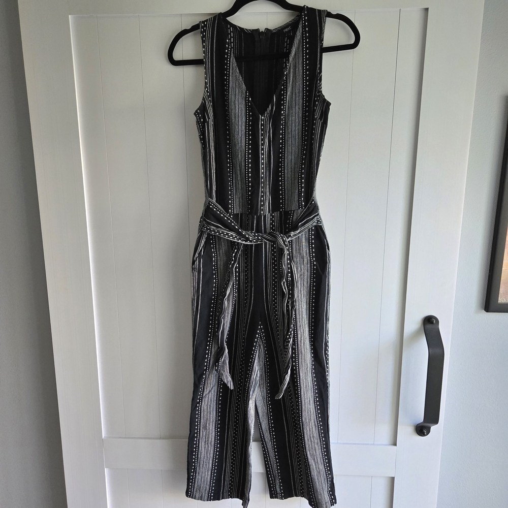 next Black and White Striped Jumpsuit Size 6